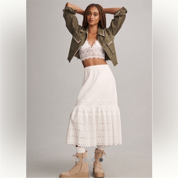 Anthropologie Pilcro Embroidered Utility Cropped Jacket Olive Medium Boho - Picture 2 of 8